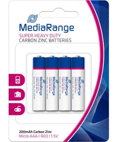 BATTERY CARBON-ZINC AAA 1.5V/4PCS MRBAT141 MEDIARANGE Батарейки, аккумуляторы