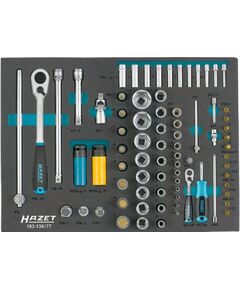 Instrumentu komplekts Hazet 163-138/77; 1/4''; 1/2''; 77 gab. Mehāniskie instrumenti