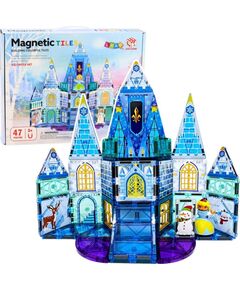 LeanToys Klocki Magnetyczne Konstrukcyjne Zamek Lodowej Księżniczki Niebieskie 47 el. Konstruktori 