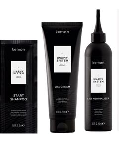 Kemon Unamy System Liss Set Kemon: Start, Hair Shampoo, 20 ml + Liss Cream, Hair Treatment Cream Mask, 250 ml + Liss Neutralizer, Hair Treatment Lotion Mask, 250 ml None Jaunumi - Smaržas