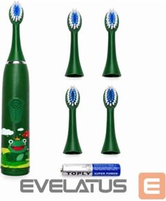 Szczoteczka iLike Do zębów Kids Sonic Electric Toothbrush Waterproof 5 Brush Heads (1+4 Replacement Heads) Battery Powered Soft Bristles Green (ILIKW1ET5G)  Электрические зубные щетки, Ирригаторы 