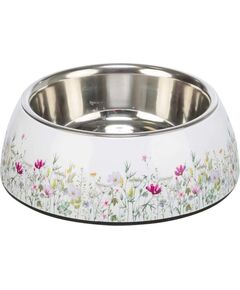Trixie Miska ze stali nierdzewnej w kwiatowy wzór, dla kota, 0,45 l/o 18 cm, biały/wielokolorowy Миски и поилки 