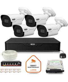 IP novērošanas komplekts BCS Point 4x kamera BCS-P-TIP24FSR4-Ai2 reģistrators ar 1TB disku Video novērošanas kameras