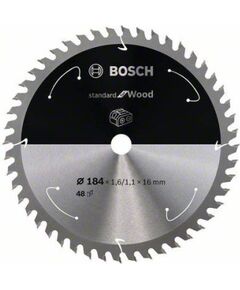 Griešanas disks Bosch Standard for Wood 2608837699; 184x16 mm; Z48 Zāģripas