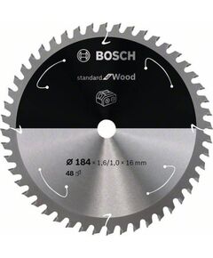 Griešanas disks Bosch Standard for Wood 2608837701; 184x16 mm; Z48 Zāģripas