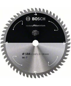 Griešanas disks Bosch Standard for Aluminium 2608837766; 184x16 mm; Z56 Zāģripas