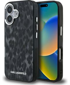 Karl Lagerfeld IML Leopard Pattern MagSafe Aizsargapvalks priekš iPhone 16 / melns Neoriģinālie Maciņi