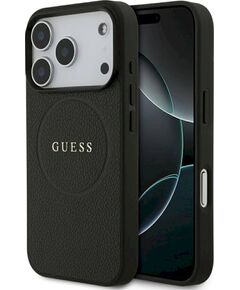 Guess Grained Gold Ring MagSafe Case Aizsargapvalks priekš iPhone 18 Pro / iPhone 17 Pro / melns Neoriģinālie Maciņi