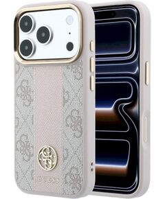Guess 4G with Stripe Round and Classic Logos MagSafe Aizsargapvalks priekš iPhone 18 Pro / iPhone 17 Pro / rozā Neoriģinālie Maciņi