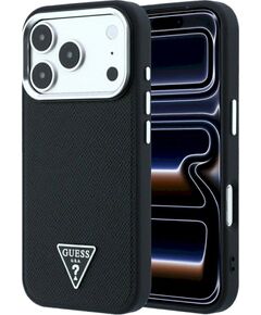 Guess Grained Triangle Logo MagSafe Aizsargapvalks priekš iPhone 18 Pro Max / 17 Pro Max / melns Neoriģinālie Maciņi