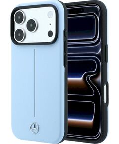 Mercedes Leather Semi Wrap Iconic Line MagSafe Защитный чехол для iPhone 18 Pro Max / 17 Pro Max / синий Чехлы - альтернативные