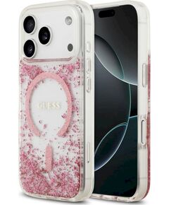 Guess Resin Bottom Glitter MagSafe Aizsargapvalks priekš iPhone 18 Pro Max / iPhone 17 Pro Max / rozā Neoriģinālie Maciņi