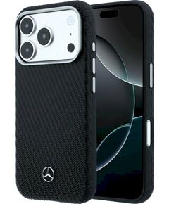 Mercedes Leather Semi Wrap Wood Effect MagSafe Защитный чехол для iPhone 18 Pro / 17 Pro / чёрный Чехлы - альтернативные