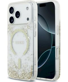 Guess Resin Bottom Glitter MagSafe Case Aizsargapvalks priekš iPhone 18 Pro / iPhone 17 Pro / zelta Neoriģinālie Maciņi
