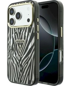 Guess IML Zebra Glitter Triangle Logo MagSafe Aizsargapvalks priekš iPhone 18 Pro / iPhone 17 Pro / sudraba Neoriģinālie Maciņi
