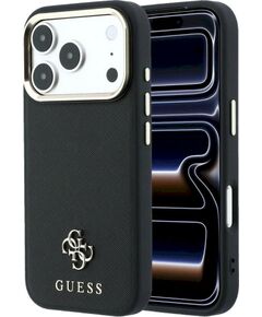 Guess Saffiano Small 4G & Classic Logo MagSafe Aizsargapvalks priekš iPhone 18 Pro Max/17 Pro Max / melns Neoriģinālie Maciņi