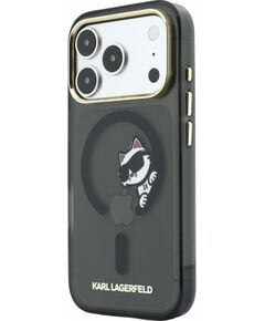 Karl Lagerfeld IML Choupette Peekaboo Magsafe Case Aizsargapvalks priekš iPhone 18 Pro Max / melns Neoriģinālie Maciņi