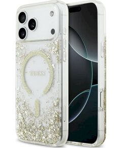 Guess Resin Bottom Glitter MagSafe Case Aizsargapvalks priekš iPhone 18 Pro Max / iPhone 17 Pro Max / zelta Neoriģinālie Maciņi