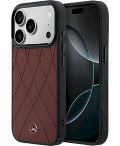 Mercedes Leather Crossed Lines MagSafe Защитный чехол для iPhone 18 Pro Max / 17 Pro Max / бордовый Чехлы - альтернативные