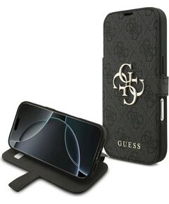 Guess Book 4G Metal Logo Case Aizsargapvalks priekš iPhone 18 Pro / iPhone 17 Pro / melns Neoriģinālie Maciņi