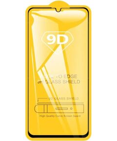 RoGer Full Face 9D Tempered Glass Aizsargstikls Pilnam Ekrānam Samsung Galaxy A12 / M12 Melns Ekrānu aizsardzība
