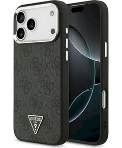 Guess 4G Triangle Logo MagSafe Aizsargapvalks priekš iPhone 18 Pro Max / 17 Pro Max / melns-sudraba Neoriģinālie Maciņi