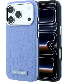 Karl Lagerfeld Grained Mono Resin Logo MagSafe Защитный чехол для iPhone 18 Pro Max / 17 Pro Max / светло-синий Чехлы - альтернативные