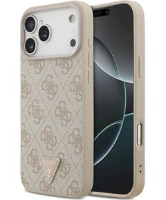 Guess Leather 4G Triangle Strass MagSafe Case Aizsargapvalks priekš iPhone 18 Pro Max / 17 Pro Max / rozā Neoriģinālie Maciņi