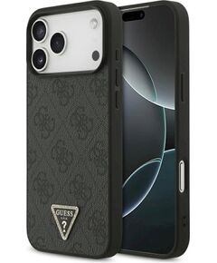 Guess Leather 4G Triangle Strass MagSafe Case Aizsargapvalks priekš iPhone 18 Pro Max / 17 Pro Max / melns Neoriģinālie Maciņi