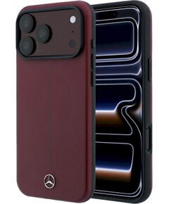Mercedes Leather Semi Wrap Iconic Line MagSafe Защитный чехол для iPhone 18 Pro Max / 17 Pro Max / бордовый Чехлы - альтернативные