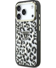 Guess IML Glitter Leopard Triangle Logo MagSafe Case Aizsargapvalks priekš iPhone 18 Pro Max / melns Neoriģinālie Maciņi