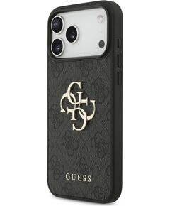 Guess PU 4G Metal Logo Case Aizsargapvalks priekš iPhone 18 Pro Max / pelēks Neoriģinālie Maciņi
