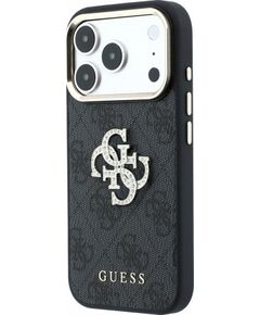 Guess PU 4G Strass Metal Logo Case Aizsargapvalks priekš iPhone 18 Pro / melns Neoriģinālie Maciņi