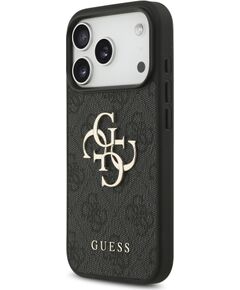 Guess PU 4G Metal Logo Case Aizsargapvalks priekš iPhone 18 Pro / pelēks Neoriģinālie Maciņi