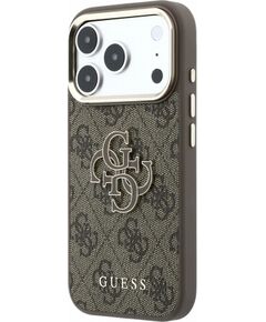 Guess PU 4G Resin Metal Logo Case Защитный чехол для iPhone 18 Pro Max / коричневый Чехлы - альтернативные