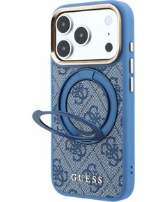 Guess PU 4G Ring Stand MagSafe Case Aizsargapvalks priekš iPhone 18 Pro Max / zils Neoriģinālie Maciņi