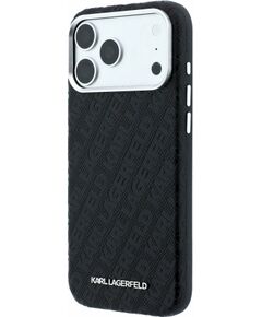 Karl Lagerfeld PU Grained Allover Semi Wrap Magsafe Case Aizsargapvalks priekš iPhone 18 Pro Max / melns Neoriģinālie Maciņi
