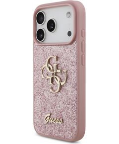 Guess PU Fixed Glitter 4G Metal Logo Case Aizsargapvalks priekš iPhone 18 Pro / rozā Neoriģinālie Maciņi