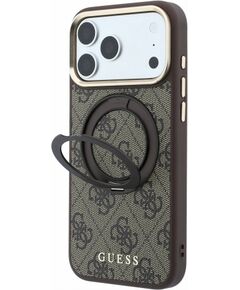 Guess PU 4G Ring Stand MagSafe Case Aizsargapvalks priekš iPhone 18 Pro Max / brūns Neoriģinālie Maciņi