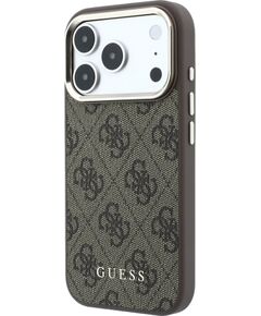 Guess PU Leather 4G Gold Frame MagSafe Case Защитный чехол для iPhone 18 Pro / коричневый Чехлы - альтернативные