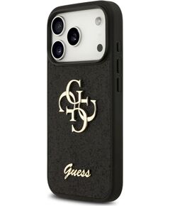 Guess PU Fixed Glitter 4G Metal Logo Case Aizsargapvalks priekš iPhone 18 Pro / melns Neoriģinālie Maciņi