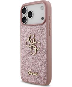 Guess PU Fixed Glitter 4G Metal Logo Case Aizsargapvalks priekš iPhone 18 Pro Max / rozā Neoriģinālie Maciņi