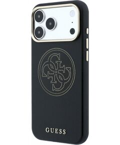 Guess PU Semi Wrap Perforated 4G Logo MagSafe Case Aizsargapvalks priekš iPhone 18 Pro Max / melns Neoriģinālie Maciņi