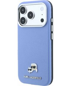 Karl Lagerfeld PU Grained Semi Wrap K&CH Heads Magsafe Case Aizsargapvalks priekš iPhone 18 Pro Max / zils Neoriģinālie Maciņi