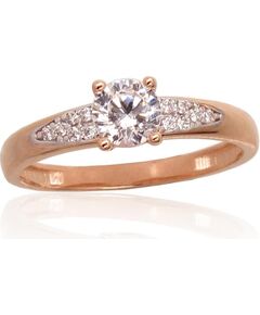 Zelta gredzens #1100932(Au-R+PRh-W)_CZ, Sarkanais Zelts 585°, rodijs (pārklājums), Cirkoni, Izmērs: 20, 1.91 gr. Saderināšanās gredzeni