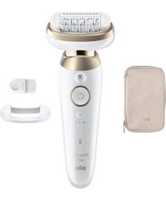 Braun Epilator Silk-épil 9 Flex SES9-011 3D Operating time (max) 50 min Number of power levels 2 Wet & Dry White/Gold Эпиляторы, триммеры для бикини, женские бритвы