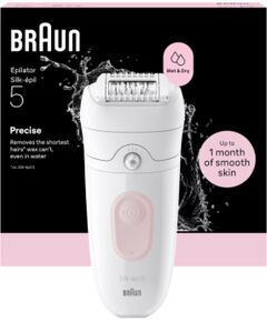 Braun Epilator Silk-épil 5 SE5-000 Operating time (max) 40 min Number of power levels 2 Wet & Dry White/Pink Эпиляторы, триммеры для бикини, женские бритвы