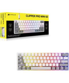 CORSAIR CLIPPER PRO MINI 60 Hall Effect Gaming Keyboard, Backlit RGB LED, CORSAIR MGX Core, White , PBT DS Keycaps Klaviatūras