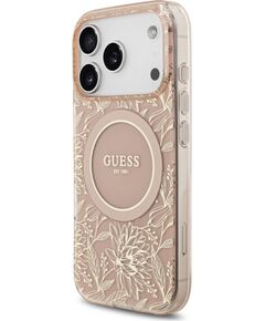Guess IML Flowers Allover Strap MagSafe Case Aizsargapvalks priekš iPhone 17 Pro / rozā Neoriģinālie Maciņi