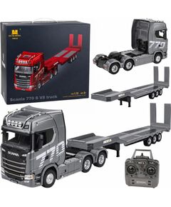 Huina 1:18 Scale Silver Remote-Controlled Scania 770S Truck with Trailer Radio vadāmās rotaļlietas (RC)